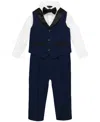 Nautica Baby Boys Tuxedo Vest 4-piece Set In Blue