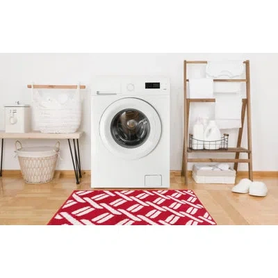 Nautica Baize Machine Washable All Loop Tufted Rugs 1-piece In Red,white