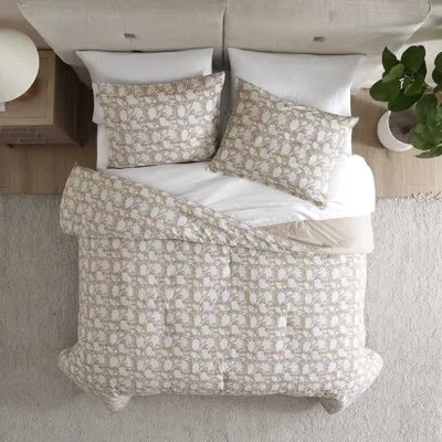 Nautica Bayport Floral Cotton Reversible Comforter Set In Beige