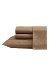 Nautica Bayview Solid 200 Thread Count Cotton Percale Sheet Set In Brown