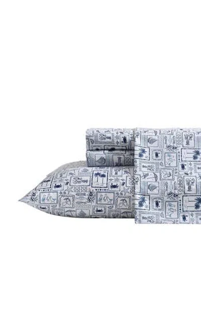 Nautica Beach Collage Cooling Microfiber Sheet Set In Blue