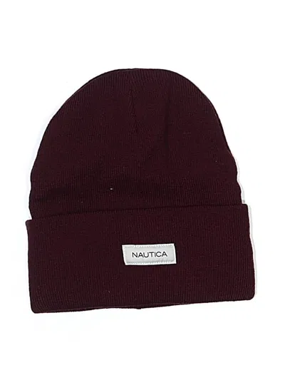 Pre-owned Nautica Beanie Hat In Burgundy