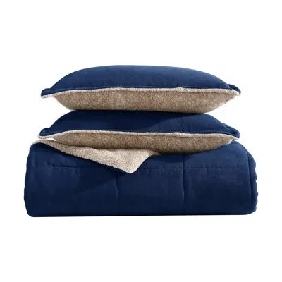 Nautica Beckett Microsuede Reversible Navy Comforter Set In Blue;navy