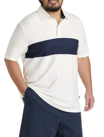 Nautica Big & Tall Chest Striped Polo Shirt In White
