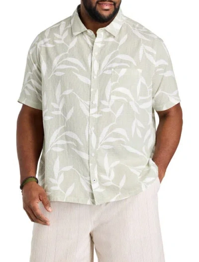 Nautica Big & Tall Leaf Print Sport Shirt In Gray