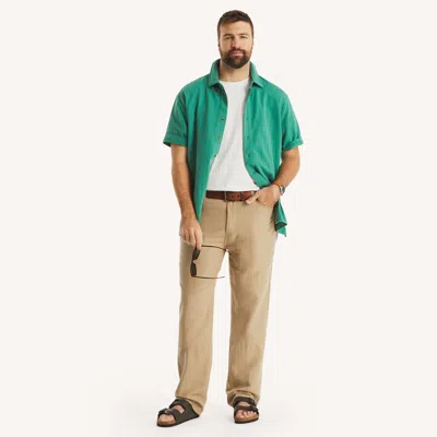 Nautica Big & Tall Linen Straight Stretch Pant In Black