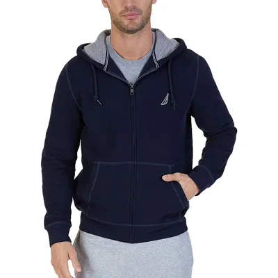 Nautica Big & Tall Mens Solid Cotton Zip Hoodie In Blue
