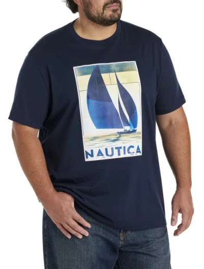 Nautica Big & Tall Sailboat Graphic Tee In Navy