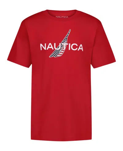 Nautica Kids' Big Boys Americana Lockup Short Sleeve T-shirt In Red