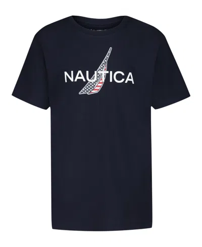 Nautica Kids' Big Boys Americana Lockup Short Sleeve T-shirt In Black