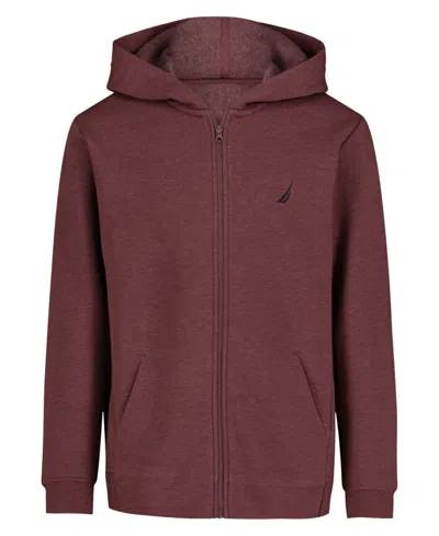 Nautica Kids' Big Boys Fleece Full Zip Hoodie In Dark Red