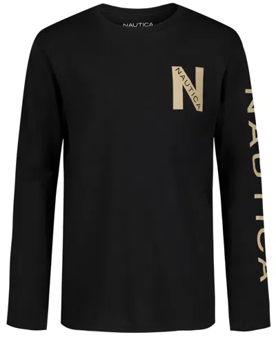Nautica Kids' Big Boys N Long Sleeve Tee In True Black