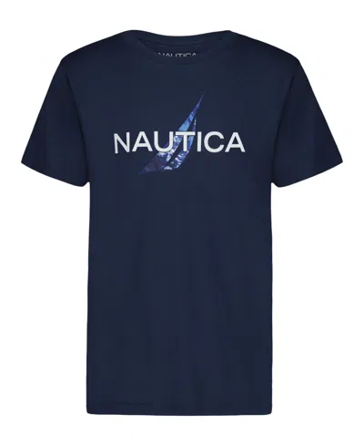 Nautica Kids' Big Boys Ocean Lockup Short Sleeve T-shirt In Blue