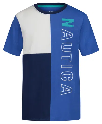 Nautica Kids' Big Boys Outlined Short Sleeve T-shirt In Blue