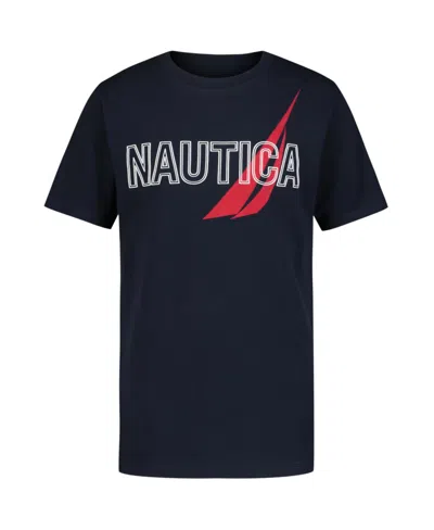 Nautica Kids' Big Boys Overlapped Short Sleeve Tee In Sport Navy