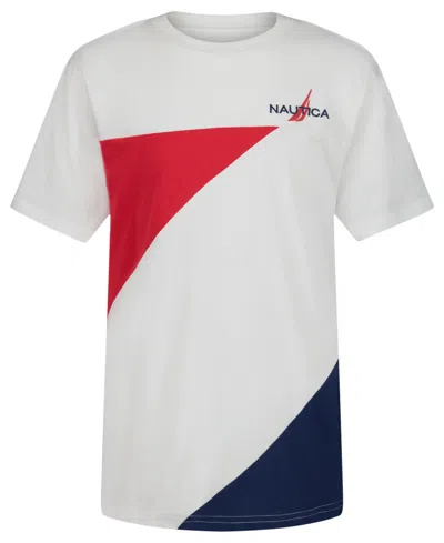 Nautica Kids' Big Boys Pieced Short Sleeve T-shirt In White