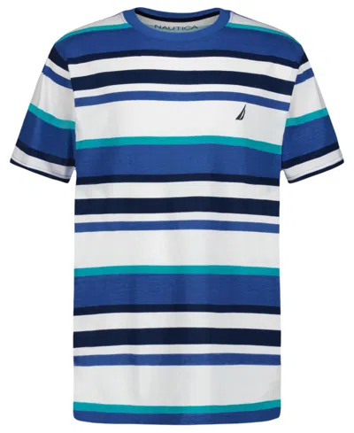 Nautica Kids' Big Boys Preppy Stripe Short Sleeve T-shirt In Blue
