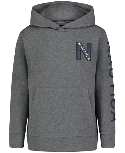 Nautica Kids' Big Boys Pullover Hoodie In Medium Grey Heather