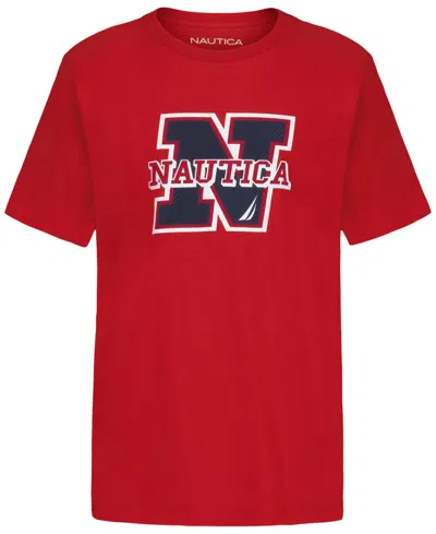 Nautica Kids' Big Boys S-xl Block N Short Sleeve T-shirt In Red