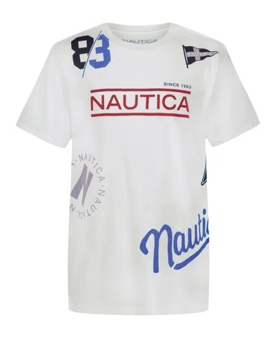 Nautica Kids' Big Boys S-xl Playful Print Crewneck T-shirt In White