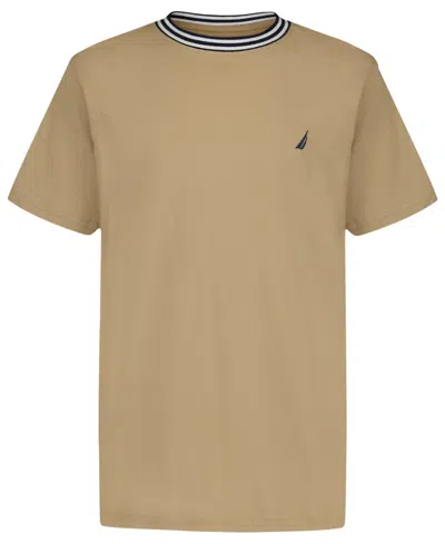 Nautica Kids' Big Boys Signature Ringer Short Sleeve T-shirt In Brown