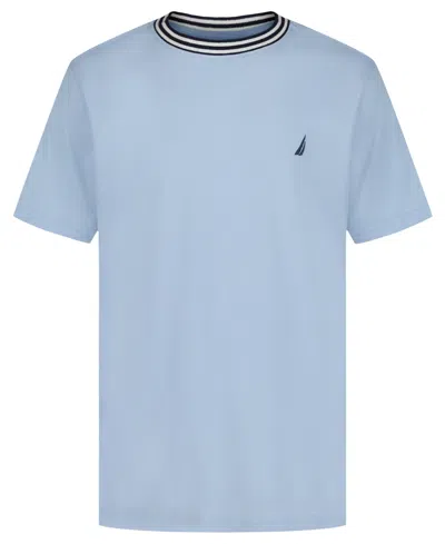 Nautica Kids' Big Boys Signature Ringer Short Sleeve T-shirt In Blue