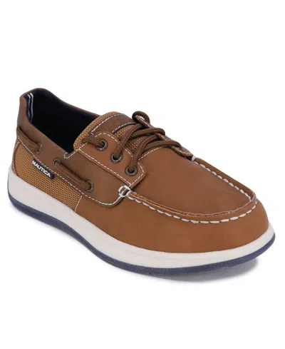 Nautica Big Boys Slip-on Boat Shoe With Decorative Laces In Dark Tan