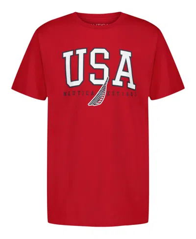 Nautica Kids' Big Boys Usa Short Sleeve T-shirt In Red