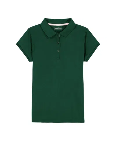 Nautica Kids' Big Girls Short Sleeve Interlock Polo Shirt In Green