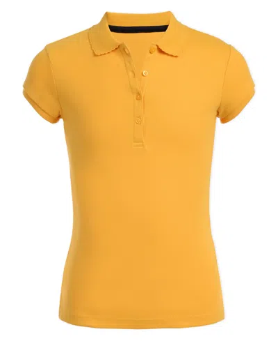 Nautica Kids' Big Girls Uniform Short Sleeve Interlock Polo Shirt In Gold