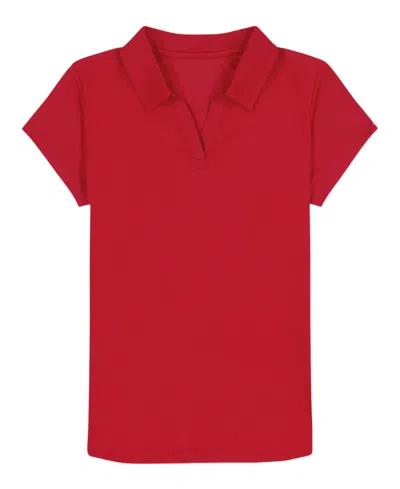 Nautica Kids' Big Girls Uniform Short Sleeve Performance Knit Polo Top In Red