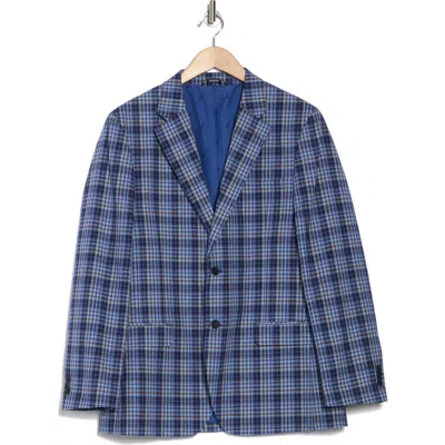 NAUTICA NAUTICA BLUE PLAID COTTON & LINEN SPORT COAT