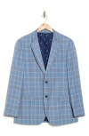 Nautica Blue Plaid Notch Lapel Stretch Sport Coat In Blue Plaid