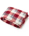 Nautica Bluff Plaid Print Ultra Soft Throw Blanket In Red