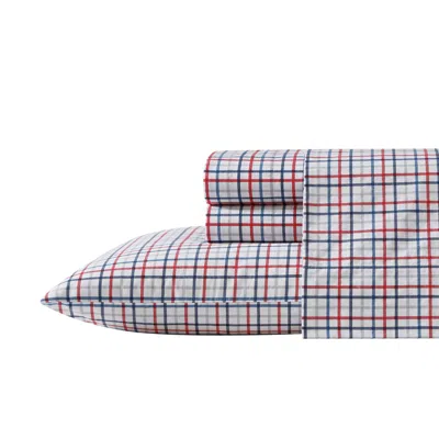 Nautica Boating Tattersall Plaid Grey Full Sheet Set In Blue