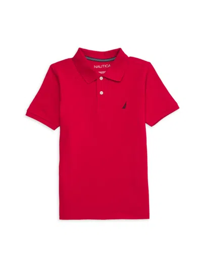 Nautica Kids' Boy's Anchor Logo Cotton Polo In Red