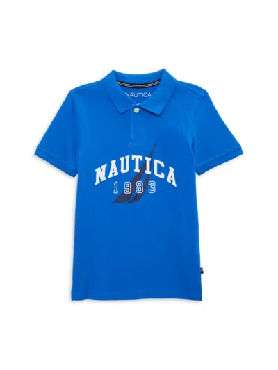 Nautica Kids' Boy's Archive Logo Polo In Spinner Blue