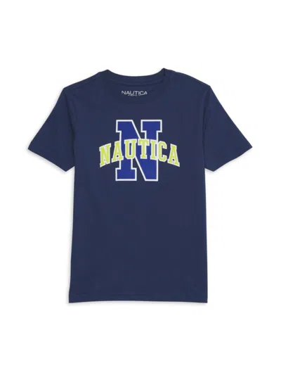 Nautica Kids' Boy's Logo Graphic Cotton T-shirt In Yale Blue