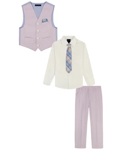 Nautica Babies' Boys' 2-7 Check Long-sleeve Shirt, Vest, Necktie, Pocket Square & Pants, 5-piece Set In Multi