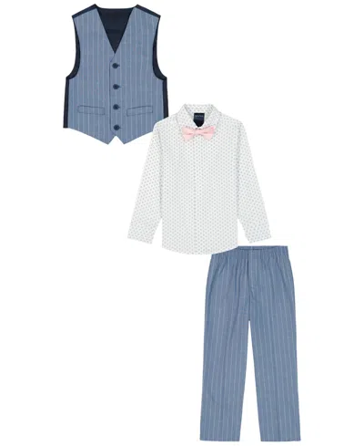 Nautica Kids' Boys' 2-7 Long-sleeve Shirt, Vest, Pants & Bowtie, 4-piece Set In Blue