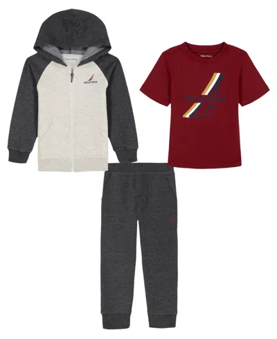 Nautica Kids' Boys 2t-7 3-piece T-shirt, Hoodie, And Joggers Set In Multi