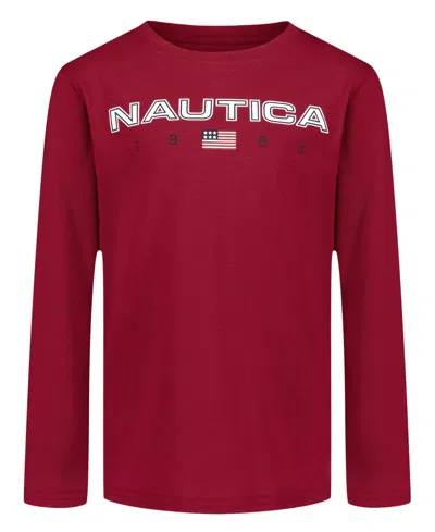 Nautica Kids' Toddler And Little Boys 2t-7 Flag Design Long Sleeve T-shirt In Red