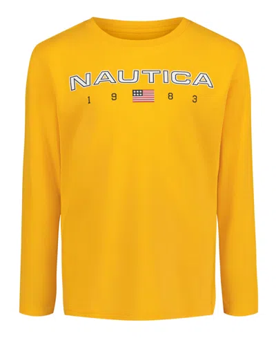 Nautica Kids' Boys 2t-7 Usa Flag Design Long Sleeve T-shirt In Yellow