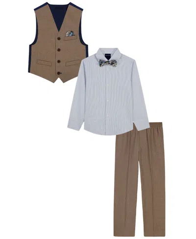 Nautica Kids' Boys' 2t-7 Long-sleeve Shirt, Vest, Pants And Bowtie, 4-piece Set In Multi
