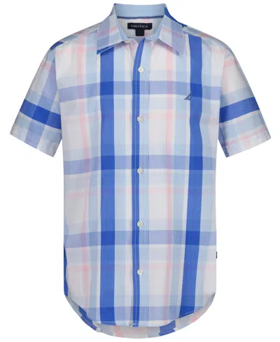 Nautica Kids' Boys' 8-20 Americana Plaid Short-sleeve Woven Shirt In Blue