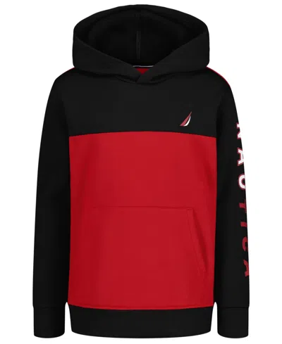 Nautica Kids' Boys 8-20 Color Blocking Piecing Hoodie In Black