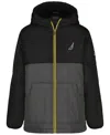 Nautica Boys 8-20 Colorblock Long Sleeves Puffer Jacket In Black