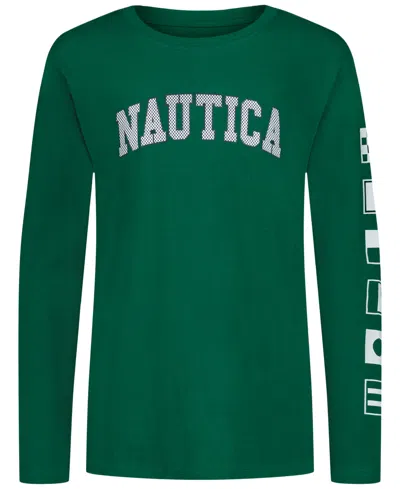 Nautica Kids' Boys 8-20 Graphic Print Long Sleeve T-shirt In Green