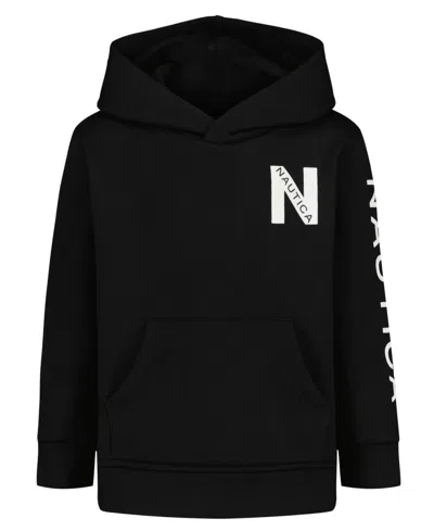 Nautica Kids' Boys 8-20 Long Sleeve Pull-on Hooded Sweatshirt In Black
