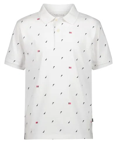 Nautica Kids' Boys' 8-20 Americana Print Polo Shirt In White